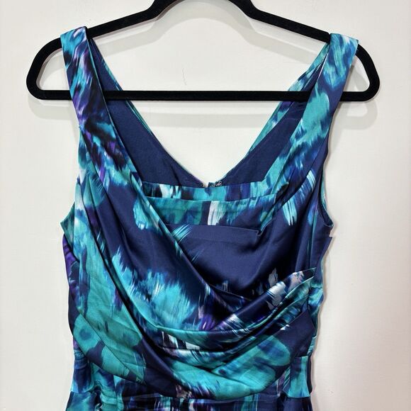 Express Y2K Silk Satin Mini Dress Women 10 Purple Teal Cowl Neck Club Glam Rock - Picture 2 of 8